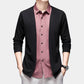 Men's Striped Casual Fake Two-Piece Suit - Long Sleeve Shirt Jacket Sweatshirt