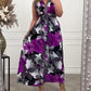 Floral Print Sleeveless Pleated Elegant Dress