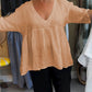 Women's V-neck Solid Color Mid-sleeve Top