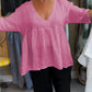 Women's V-neck Solid Color Mid-sleeve Top