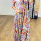 💃Casual floral print V-neck waist wrap long dress