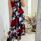 Floral Print Sleeveless Pleated Elegant Dress