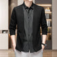 Men's Striped Casual Fake Two-Piece Suit - Long Sleeve Shirt Jacket Sweatshirt