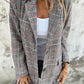 Fall Lapel Collar Slim Button Plaid Small Suit For Women