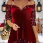 Off-the-shoulder sequined christmas top