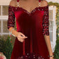 Off-the-shoulder sequined christmas top