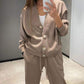 Women's Knitted Buttoned Jacket and Pants Two-piece Set