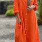 Women's Casual Solid Color Button Front Linen Shirt Dress