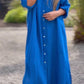 Women's Casual Solid Color Button Front Linen Shirt Dress